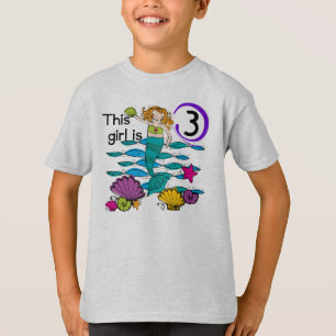Camisas de aniversário de 3 anos de sereia e prese