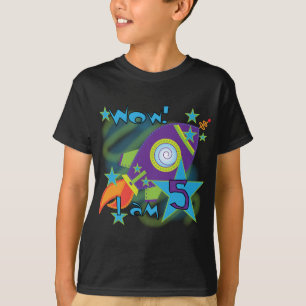 Camisas de aniversário de 5 de foguetes e presente