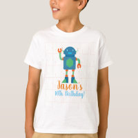 Camisas de aniversário de robótica para meninos