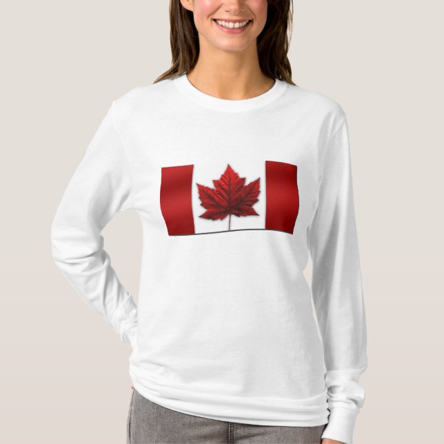 Camisas de bandeiras do Canadá feminino Camisa de  (Frente)