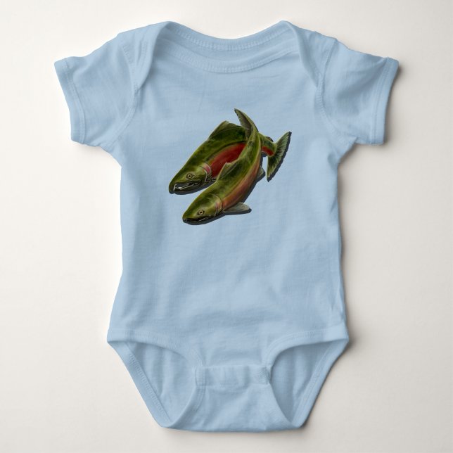 Camisas De Bebê De Pesca Peixe De Salmão (Frente)