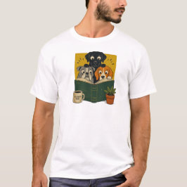 Camisas de Cachorros Engraçados Lendo Livro Cartoo