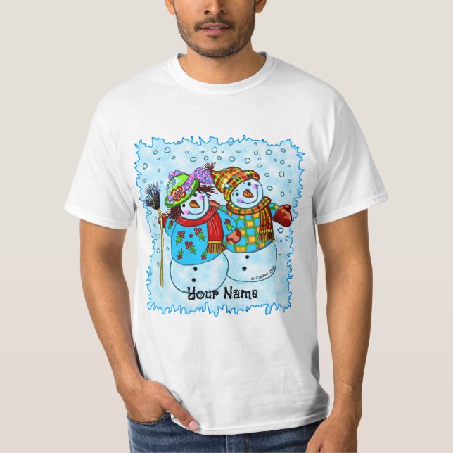 Camisas de Casal de boneco de neve (Frente)