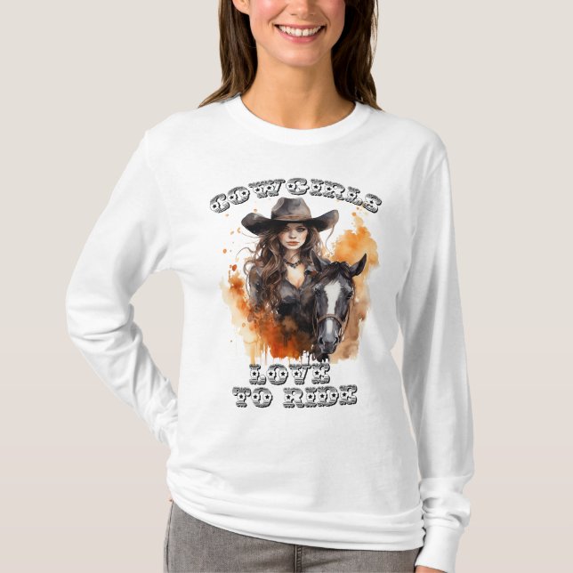 Camisas de Cowgirls Amam de Cavalgar (Frente)
