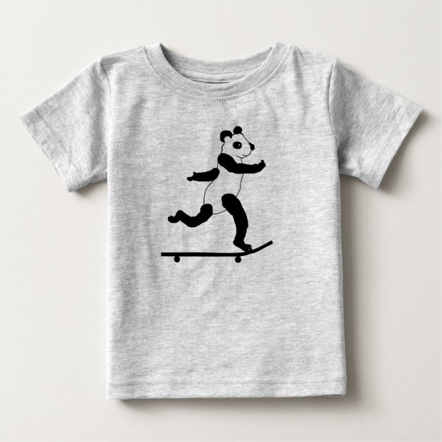 Camisas de criança Panda de skate, fatos de corpo (Frente)