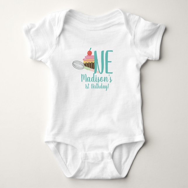 Camisas de Cupcake e Batedeira para Bebê de 1º Ani (Frente)