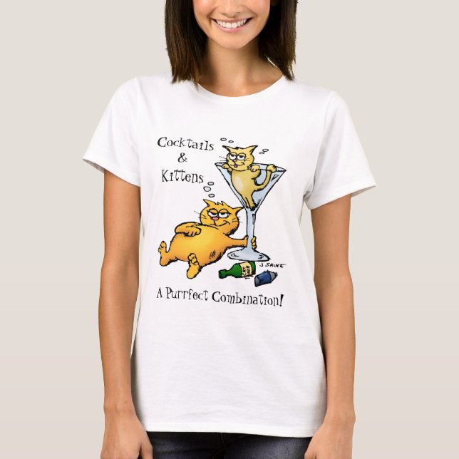 Camisas de desenho de cocktails & gatinhos Combina (Frente)