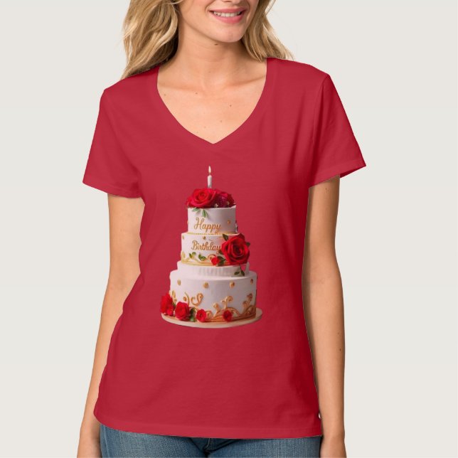 Camisas de design de Bolo de Aniversário (Frente)