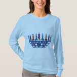 Camisas de Menorah da estrela do elefante<br><div class="desc">Ilustração gráfica do elefantes,  girafa,  e de menorah da estrela de David design.</div>