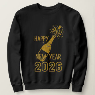 Camisas de Moletom com Brilho Feliz Ano Novo 2026 