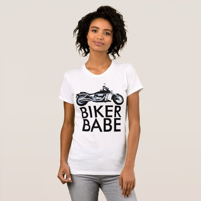 Camisas de motocicleta para senhoras, BIKER BABE (Frente Completa)