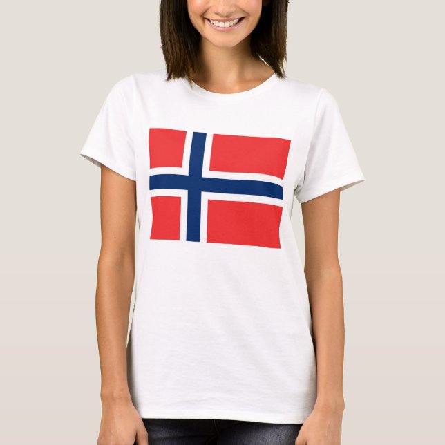 Camisas de mulheres com bandeira da Noruega (Frente)