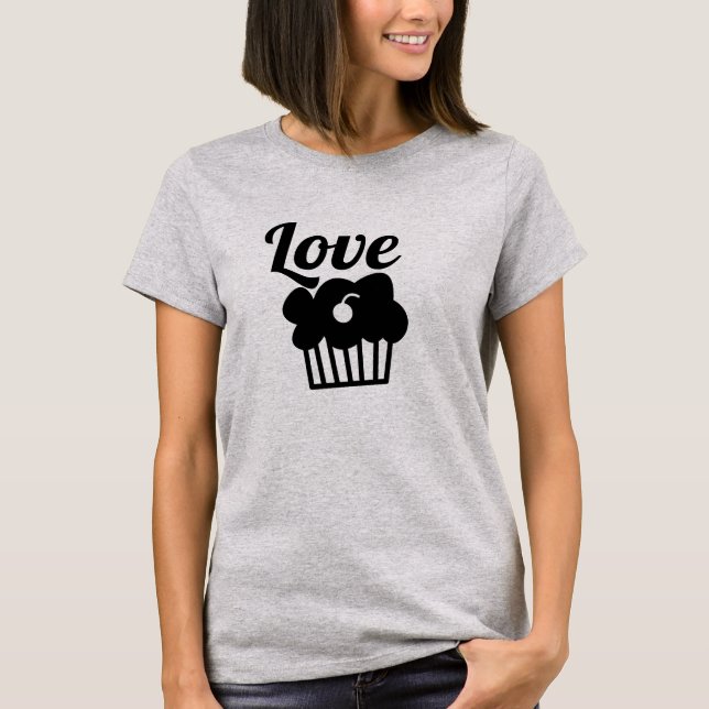 Camisas de Namorada quente com muffin de amor boni (Frente)