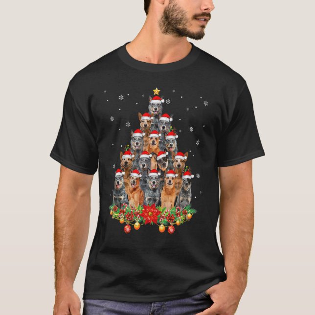 Camisas de Natal de Árvore de Cães de Gado Austral (Frente)
