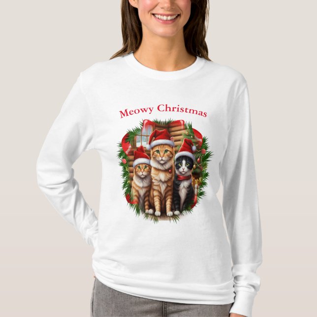 Camisas de Natal de gatos (Frente)
