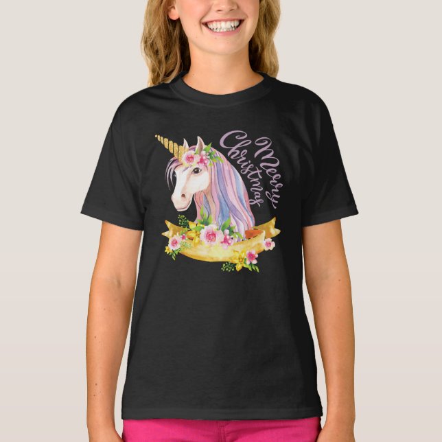 CAMISAS DE NATAL DE MENINAS UNICÓRNIOS (Frente)