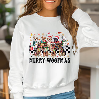 Camisas de Natal femininas Cachorro Mama Woofmas