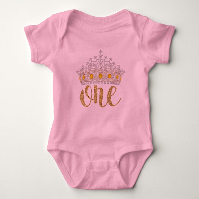 Camisas de Primeiro Aniversário Princesa Pink Gold (Frente)