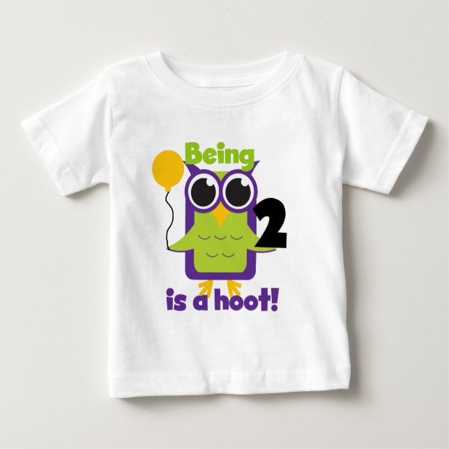 Camisas de segundo aniversário de Hoot Owl e prese (Frente)