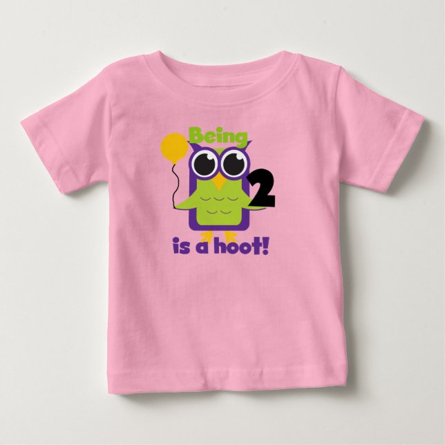Camisas de segundo aniversário de Hoot Owl e prese (Frente)