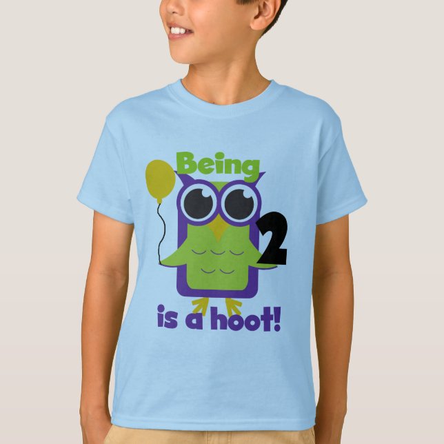 Camisas de segundo aniversário de Hoot Owl e prese (Frente)