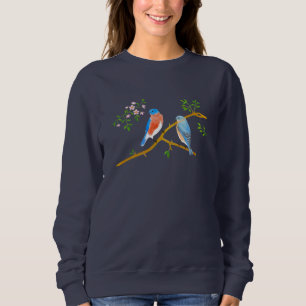 Camisas de suor azul escuro de casais de pássaros 