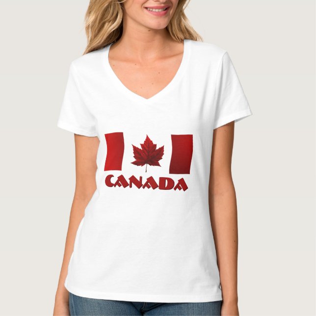 Camisas de suvenir, de bandeiras do Canadá, de mal (Frente)
