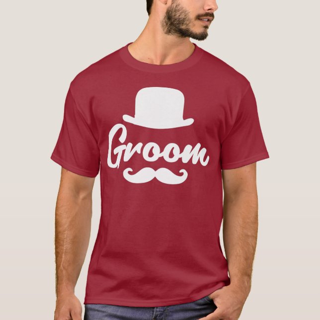 Camisas do Noivo de Casamento Chapéu Bowler Bigode (Frente)