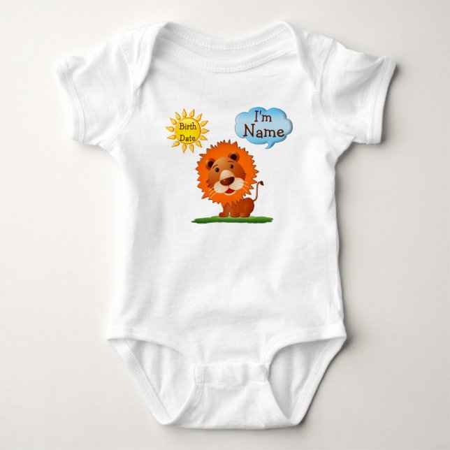 Camisas do nome e da idade T para miúdos com leão (Frente)