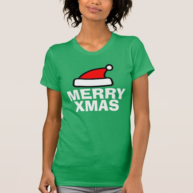 Camisas do Xmas t da feliz com chapéu de Papai (Frente)