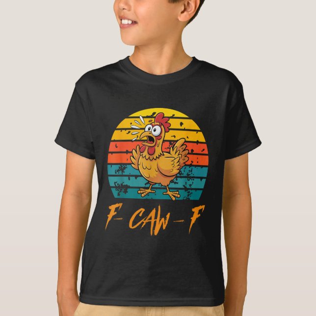 Camisas Engraçadas De Galinha F-caw-f, Sunset Vint (Frente)