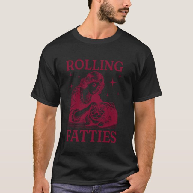 Camisas engraçadas de gata gorda fofa para mulhere (Frente)