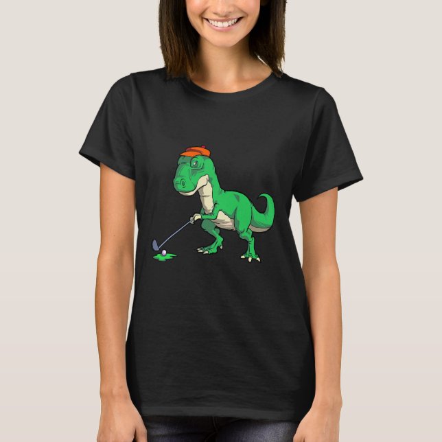 Camisas engraçadas de golfe com T Rex dinossauro p (Frente)