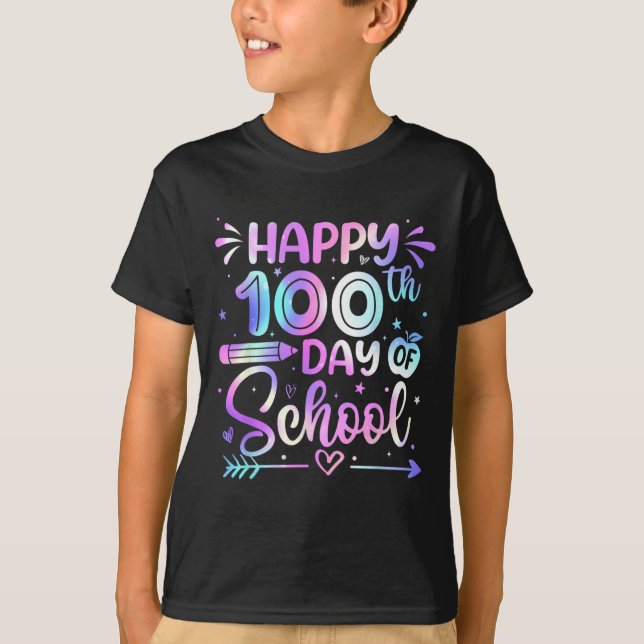 Camisas Feliz 100º Dia De Escola Para Professoras  (Frente)