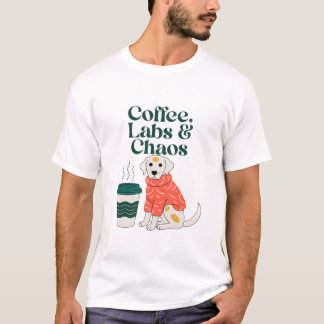 Camisas Labs de Café e Caos - Labrador Engraçado 