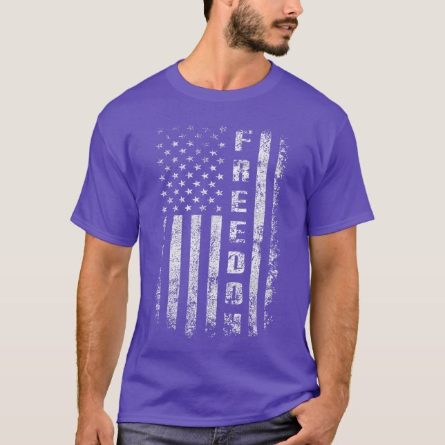 Camisas Liberdade Bandeira EUA para Mulheres Homen (Frente)