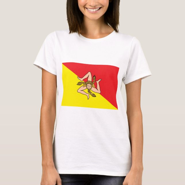 Camisas Mulheres com Bandeira da Sicília, Itália (Frente)