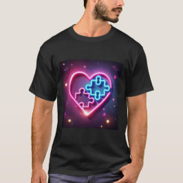 Camisas Neon Heart Quebra-cabeça Mens