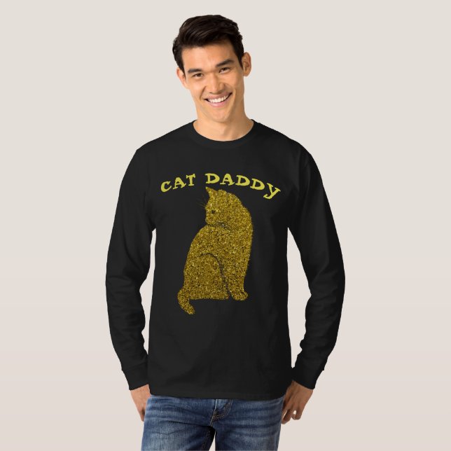 CAMISAS PRETAS DE BRILHO EM OURO FALSO CAT DADDY (Frente Completa)