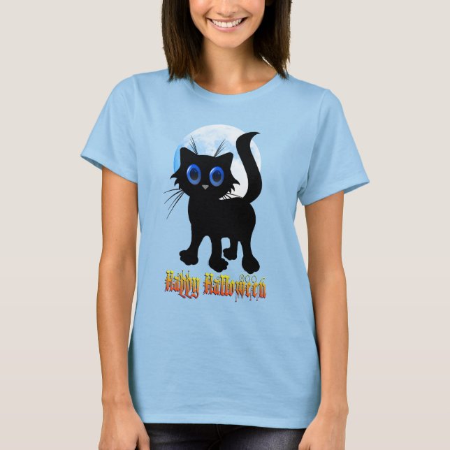 Camisas Pretas Felizes para o Dia das Bruxas (Frente)
