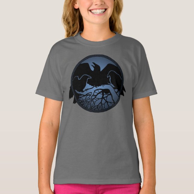 Camisas Raven de Criança Camisas Raven Crow Art Ki (Frente)