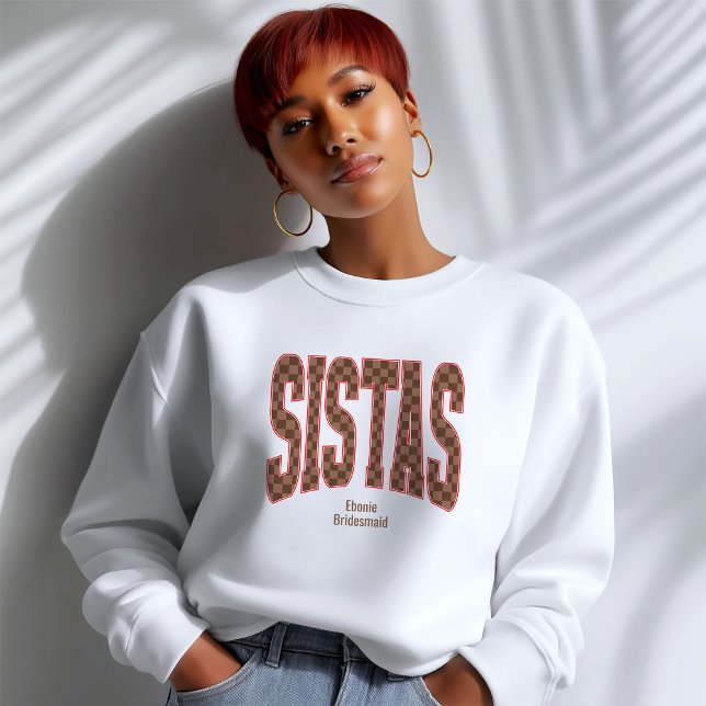 Camisas Vermelhas + Xadrez Marrom Varsity SISTAS (Personalize with names, dates, locations or events)
