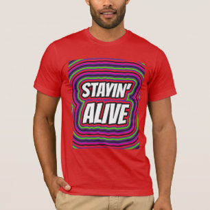 CAMISAS VINTAGE STAYIN' ALIVE RETRÔ DOS ANOS 1970