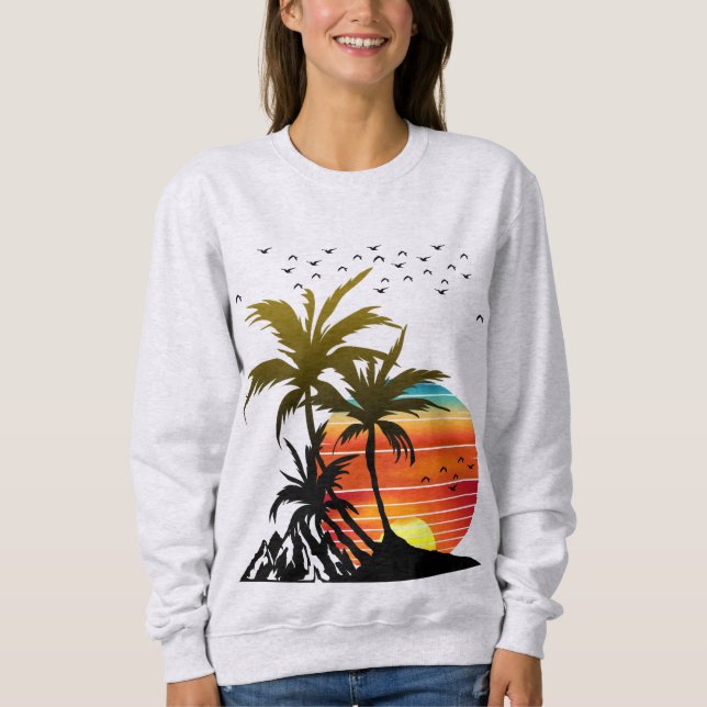Camiseiros Retro Palm Montanha Camiseta Sunset (Frente)