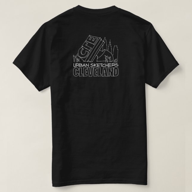 Camiseiros Urbanos Cleveland Black T-Shirt - Homen (Verso do Design)