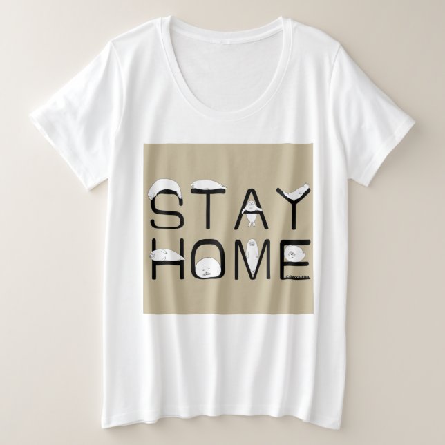CAMISETA アザラシと一緒に家にいよう（STAY HOME WITH SEAL） (Frente do Design)