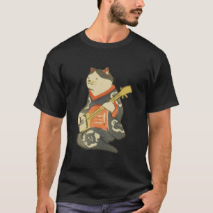 Camiseta 三味線を弾く猫, gato do 国芳 que joga a g