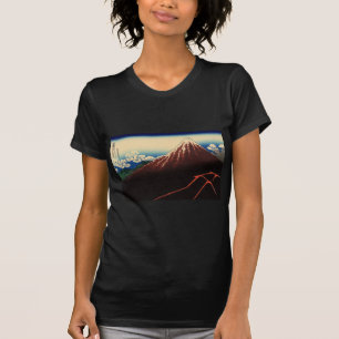 Camiseta 山下白雨, trovão do 北斎 e Monte Fuji, Hoku