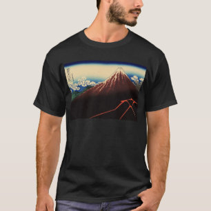 Camiseta 山下白雨, trovão do 北斎 e Monte Fuji, Hoku