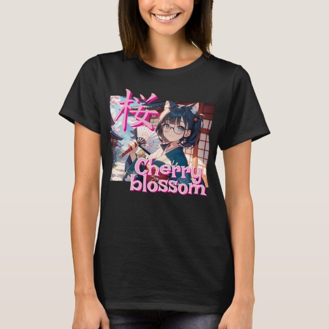 CAMISETA 桜と猫耳娘 (Frente)